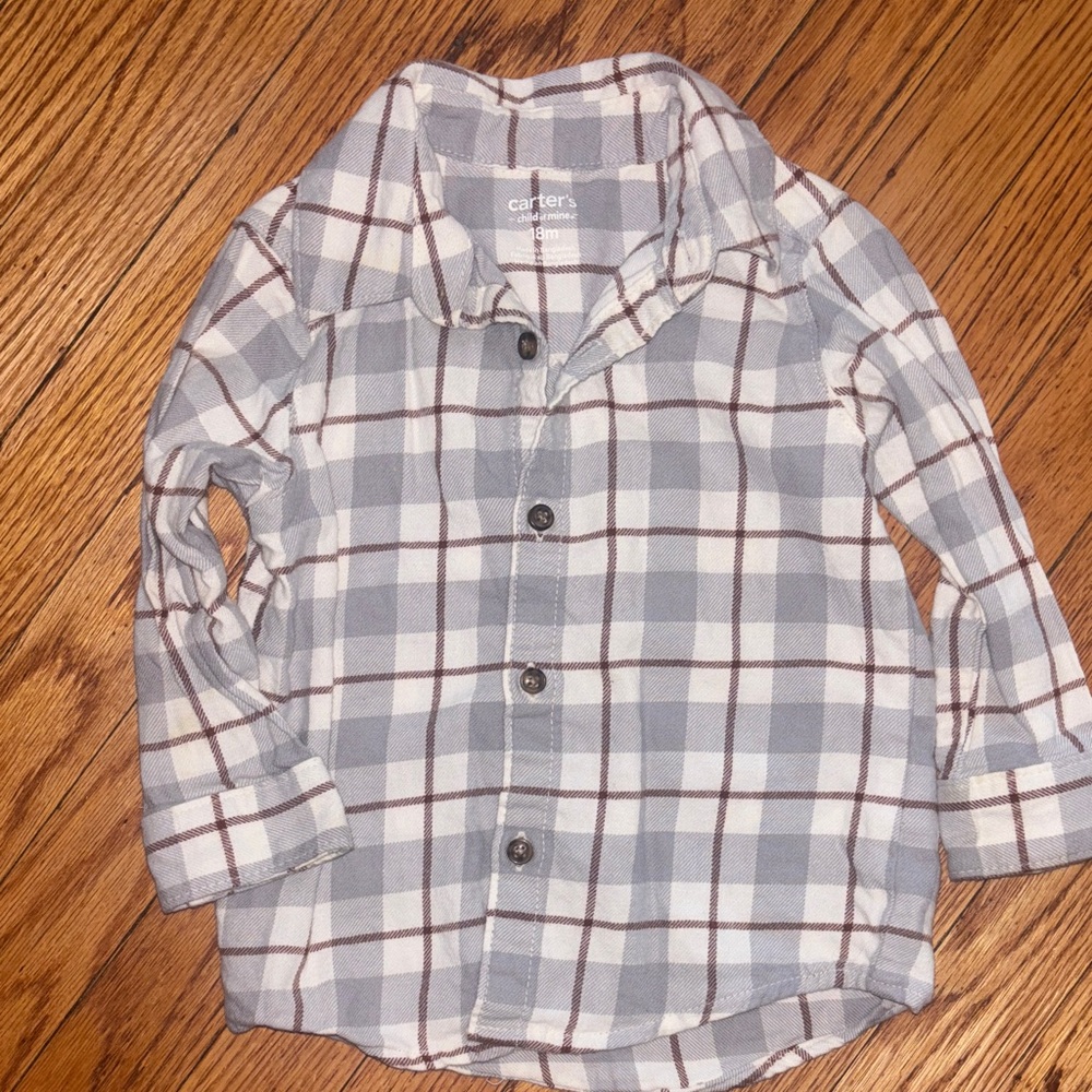 Carter's Blue and White Plaid Button Down Shirt